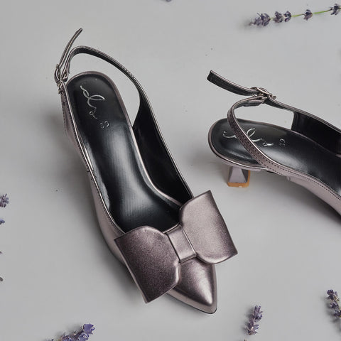 Luxe Bow Sleek Heel Sling Back