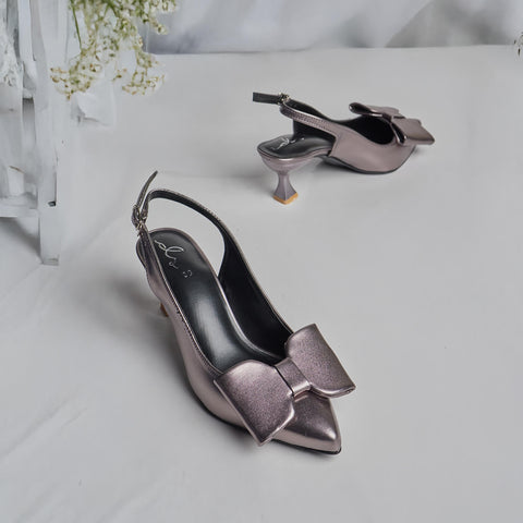 Luxe Bow Sleek Heel Sling Back