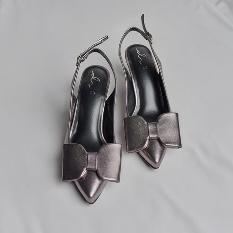 Luxe Bow Sleek Heel Sling Back