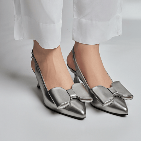 Luxe Bow -Sleek Heel Sling Back