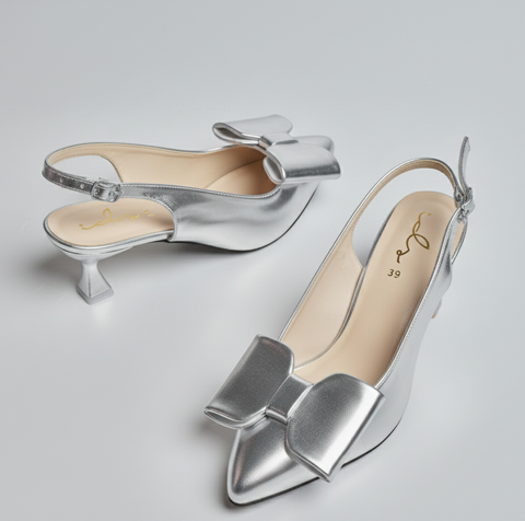 Luxe Bow -Sleek Heel Sling Back