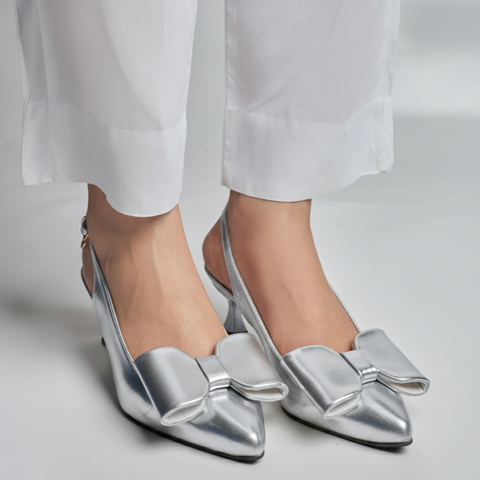Luxe Bow -Sleek Heel Sling Back