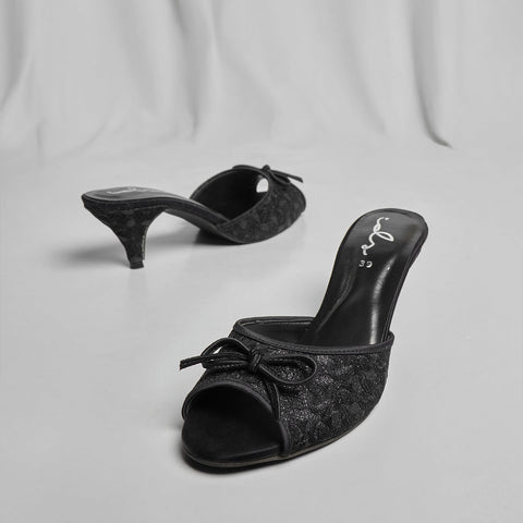 Moon Shadow Mesh Heels - Black