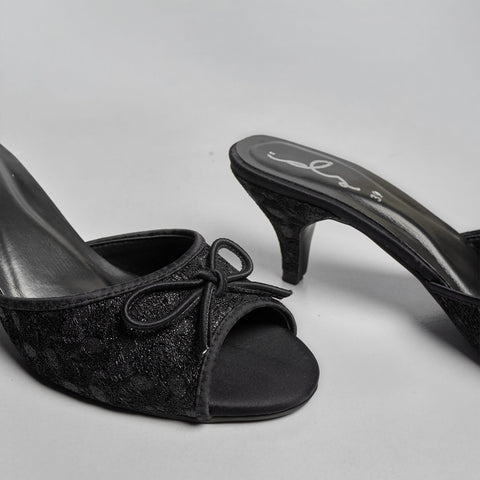 Moon Shadow Mesh Heels - Black