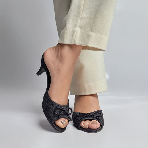 Moon Shadow Mesh Heels - Black