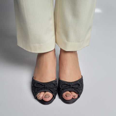 Moon Shadow Mesh Heels - Black