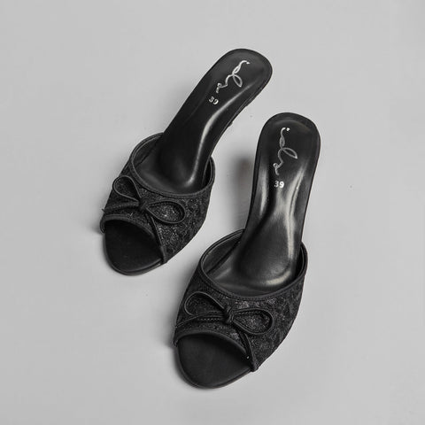 Moon Shadow Mesh Heels - Black