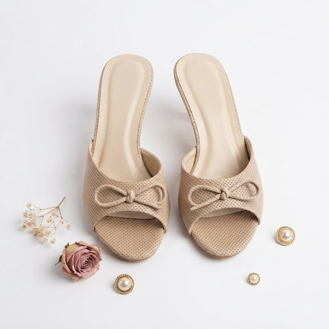 Polka Dot Heel - Beige