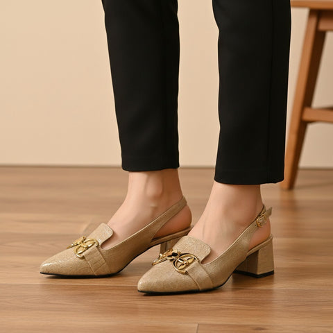 Fab Croc Buckled Sling Back